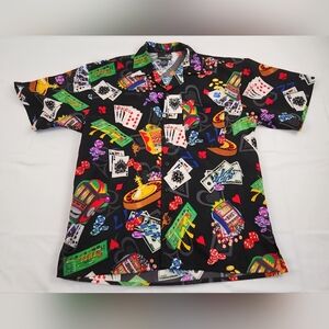 Andrade Hawaiian Shirt Mens Medium Multicolor Short Sleeve Button Up Cards Dice